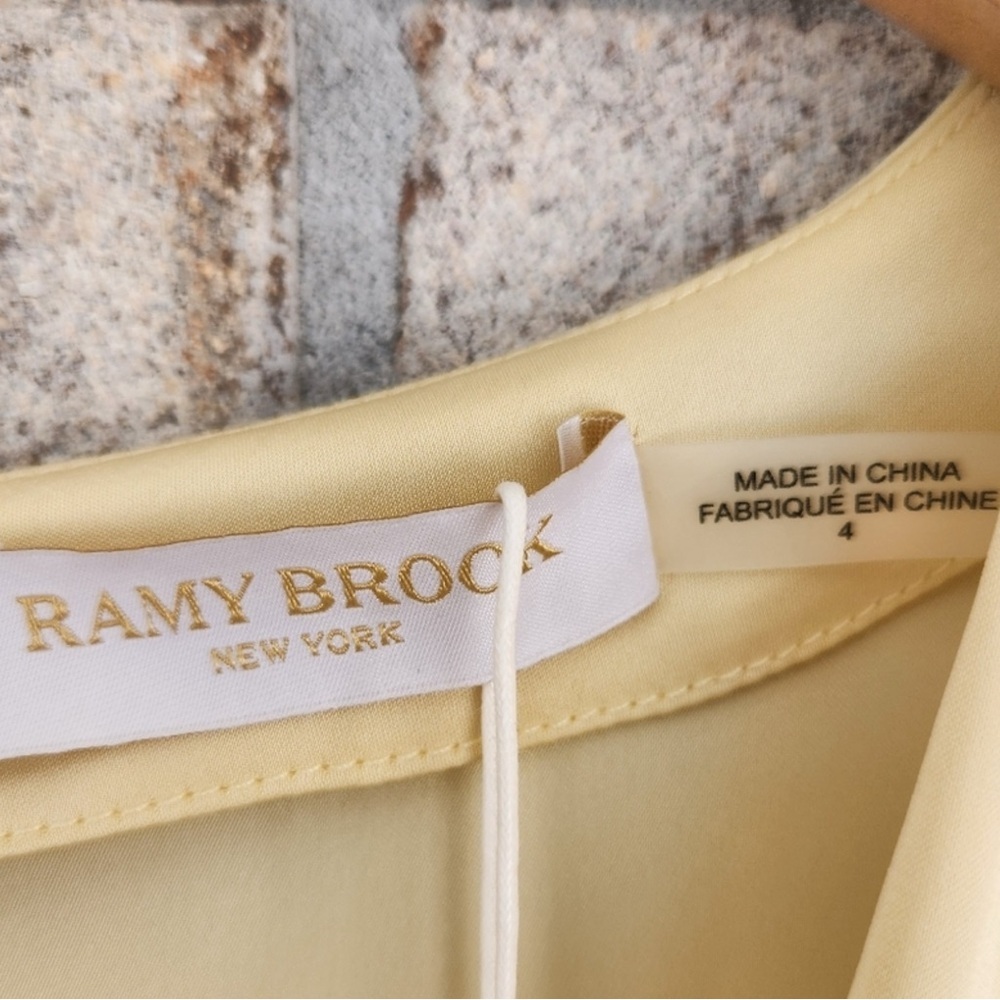 Ramy Brook NEW Tanya Plunge V Neck Satin Mini Dress Daffodil Yellow Size 4 - Picture 3 of 5
